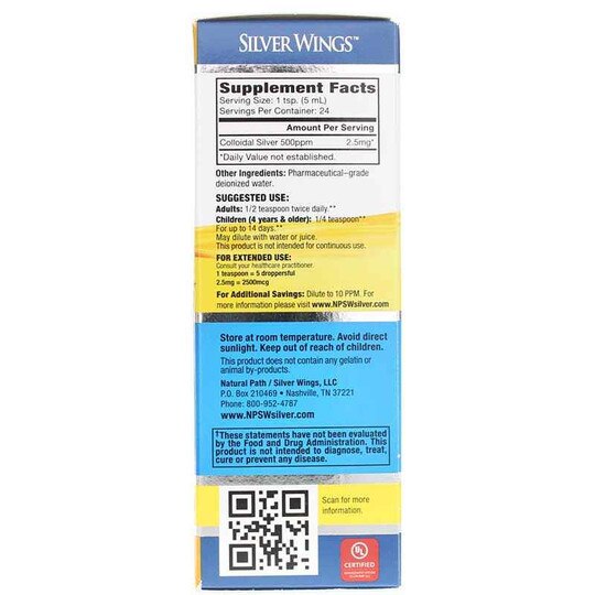 Colloidal Silver 500 PPM, NPSW
